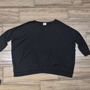 PLANET Lauren G Boxy Cutout Key Hole Sweater OSFM Pima Cotton Lagenlook Pullover